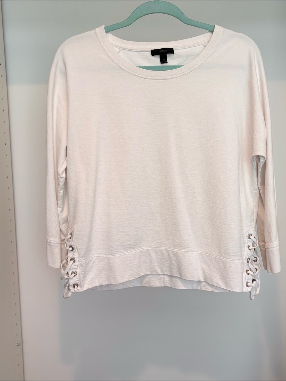 J. Crew White Lace-Up Side Pullover Sweatshirt